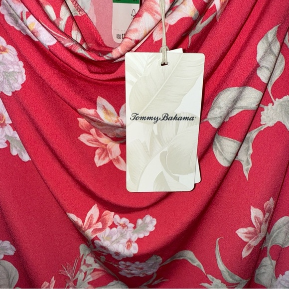 NWT Tommy Bahama Stretchy Petal of Honor Cowl Neck Drape Dress Size Large Pink - Picture 7 of 13